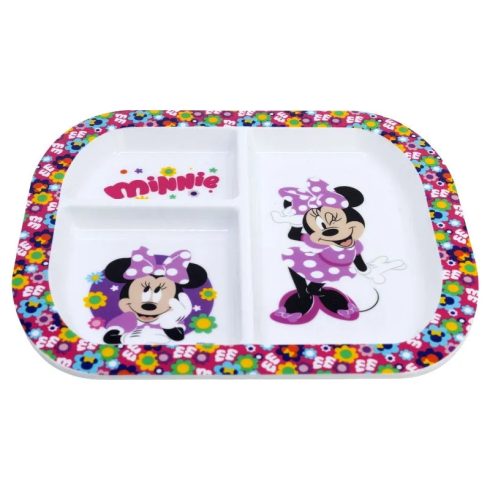 Minnie egér, műanyag osztott tányér virágos, 40268
