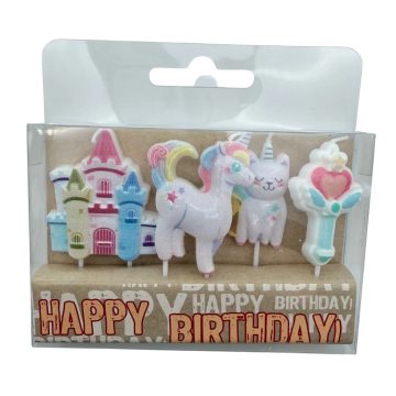 Gyertya szülinapi 4 db, unikornis party - 40364