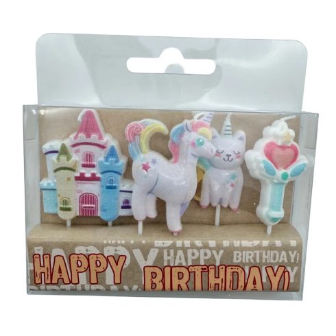 Gyertya szülinapi 4 db, unikornis party - 40364