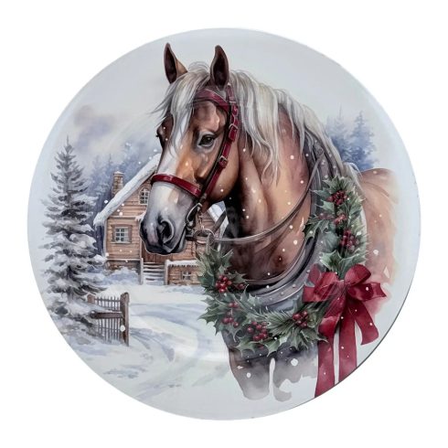 Műanyag tálca, lovas téli, 33 cm - 40513