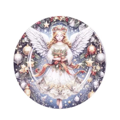 Műanyag tálca, angyal + karácsonyi dísz, 33 cm - 40514
