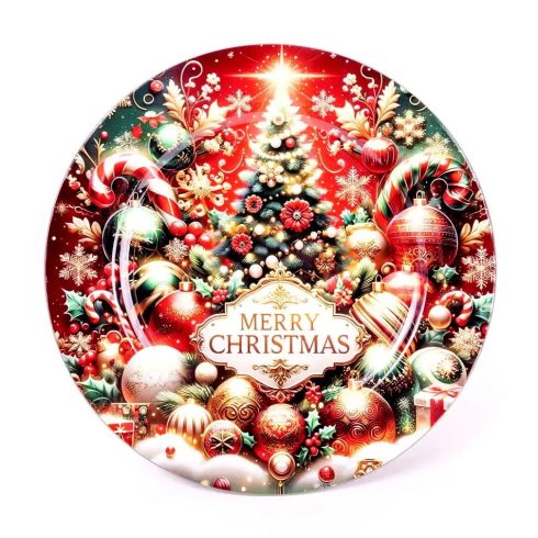 Műanyag tálca, Kari fa + díszek, 33 cm, 40521