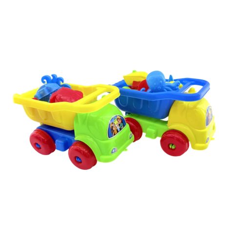 Homokozó játékszett dömperrel hálóban, 45222