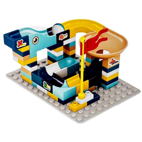 65 darabos golyópálya építőjátékszett dobozban - 45718