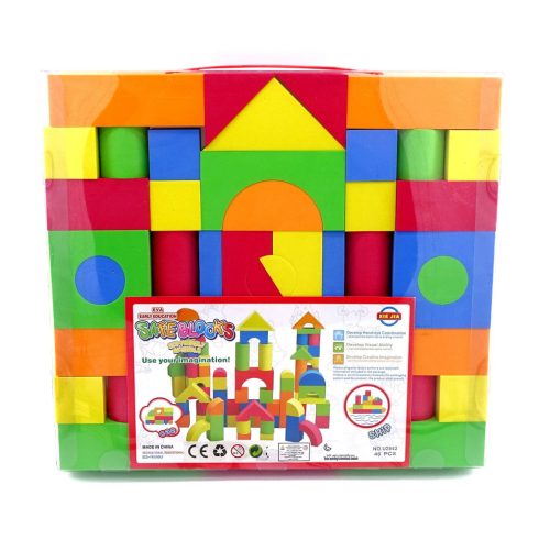 Építőjáték zacskóban - puha építőkockák - 46 darabos csomag - 45721