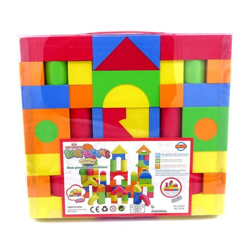 Építőjáték zacskóban - puha építőkockák - 46 darabos csomag - 45721