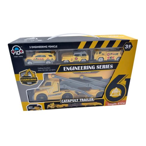 Közutas katapult kamion játékszett dobozban, 47412