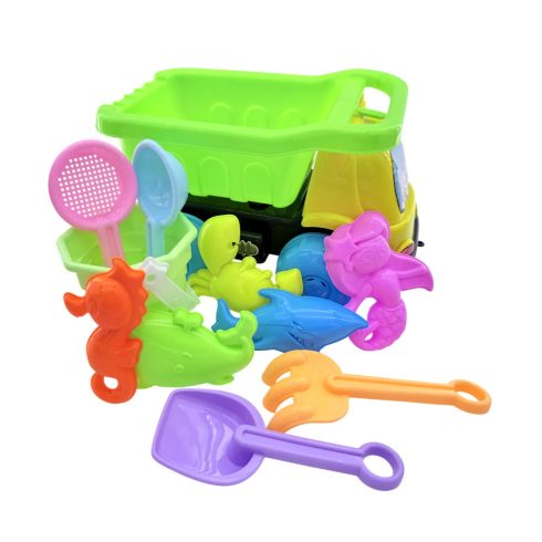 Homokozó játékszett dömperrel hálóban, 47507