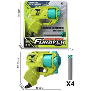 Szivacskilövő pisztoly játékszett dobozban, 47919