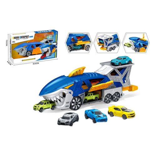 Kilövős cápa autó játékszett dobozban - 48094