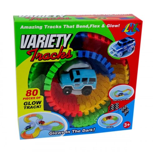 Variety Tracks világító autópálya építő kisautóval - 48760