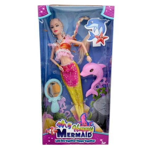 Sellő baba játékszett kiegészítőkkel dobozban, 48806