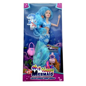 Sellő baba játékszett kiegészítőkkel dobozban, 48807