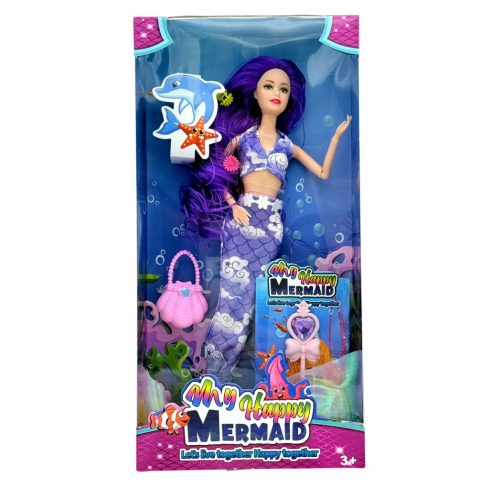 Sellő baba játékszett kiegészítőkkel dobozban, 48807