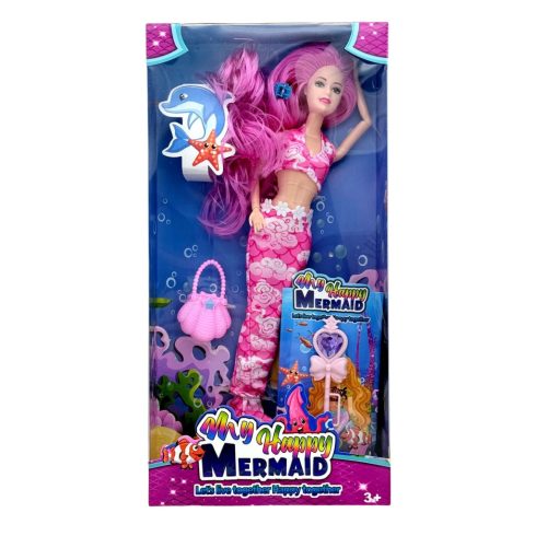 Sellő baba játékszett kiegészítőkkel dobozban, 48807