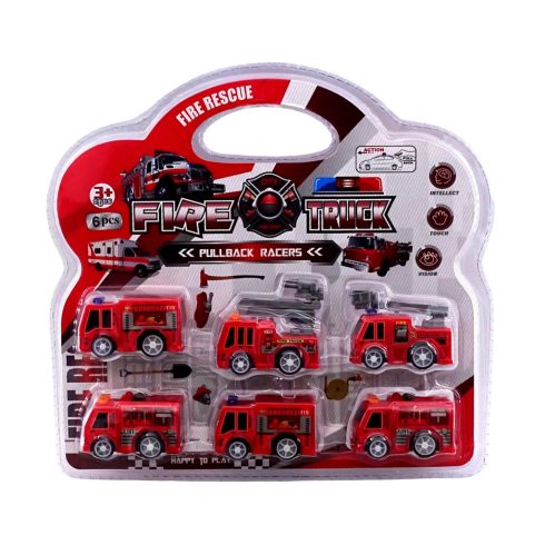 Tűzoltóautó lapon, 6 darabos szett, 48900