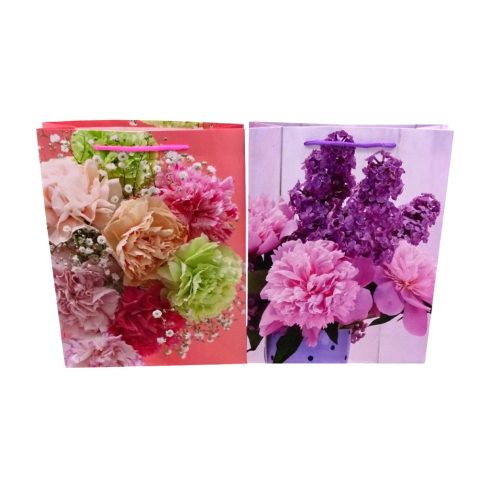 Virágos papírtasak, 18 x 24 x 7 cm, 70469