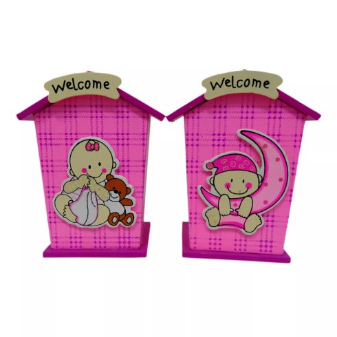 Persely fából - rózsaszín - baby - 70612