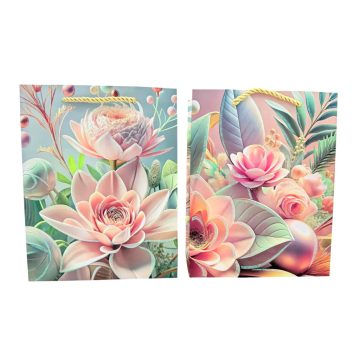 Papírtasak, virágos, 26 x 32 x 12 cm, 70632