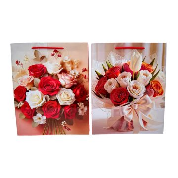 Papírtasak, virágos, 18 x 21 x 8 cm, 70635