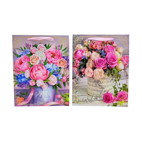 Papírtasak, virágos, 26 x 32 x 10 cm, 70636