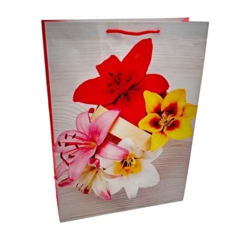 Papírtasak, Virágos, 18 x 21 x 8 cm, 70637