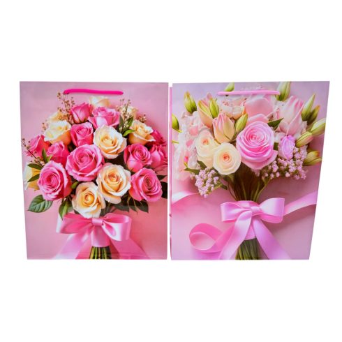 Papírtasak, virágos, 26 x 32 x 10 cm, 70638