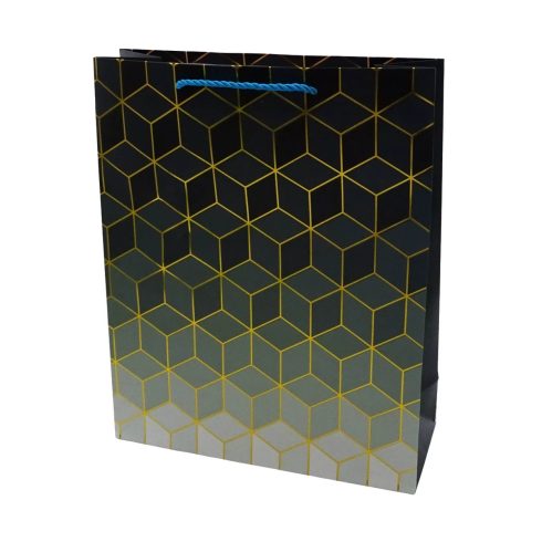 Papírtasak, kockás mintás, 26 x 32 x 10 cm, 70642