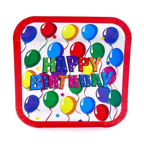 Papírtányér zacskóban - 10 darabos csomag - 23 cm - születésnapos - 70932