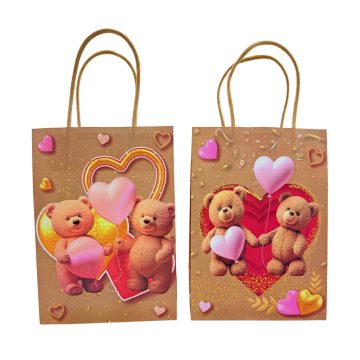 Papírtasak, maci szíves, 21 x 27 x 11 cm, 70951