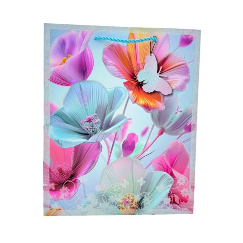 Papírtasak, virágos, 26 x 32 x 10 cm, 71415