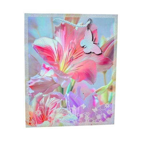 Papírtasak, virágos, 26 x 32 x 10 cm, 71415