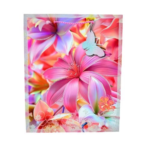 Papírtasak, virágos, 26 x 32 x 10 cm, 71415