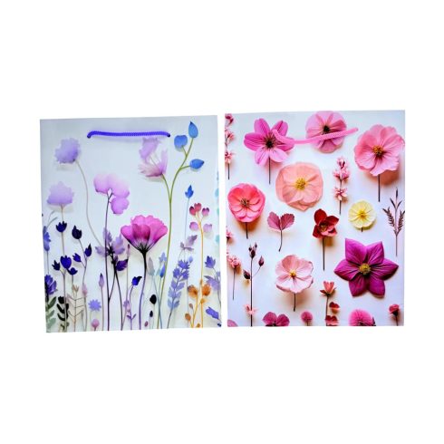 Papírtasak, virágos, 18 x 21 x 8 cm, 71416