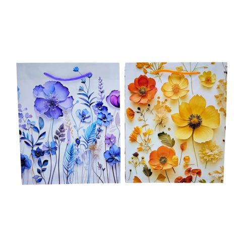 Papírtasak, virágos, 18 x 21 x 8 cm, 71416