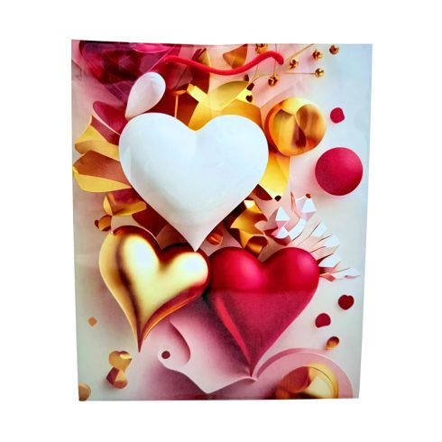 Papírtasak, szíves, 26 x 32 x 10 cm, 71422