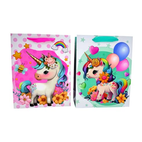 Papírtasak, unikornis, 18 x 23 x 8 cm, 71430