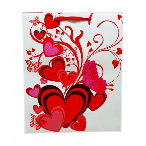 Papírtasak - szíves - 18 x 23 x 8 cm - 71655
