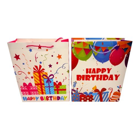 Happy Birthday feliratos papírtasak, 26 x 32 x 10 cm, 71895
