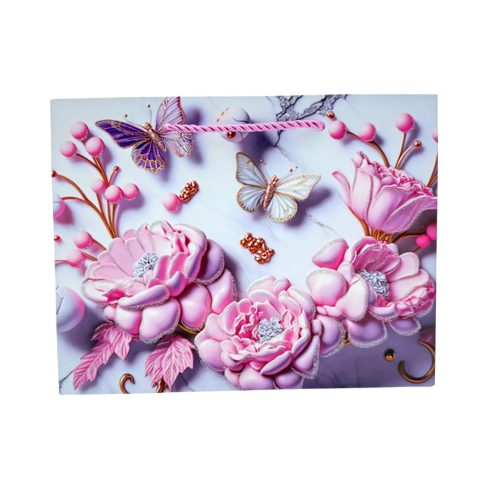 Virágos papírtasak, 17 x 23 x 10 cm, 71915