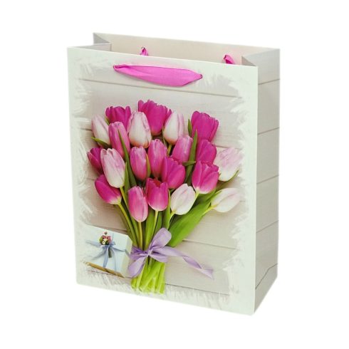 Papírtasak - tulipános - 26 x 32 x 10,5 cm - 72006