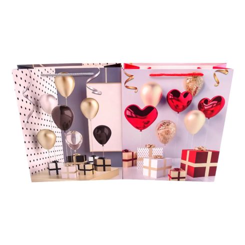 Papírtasak, lufis-szíves, 18 x 24 x 8 cm, 72155