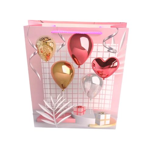 Papírtasak, lufis-szíves, 18 x 24 x 8 cm, 72155