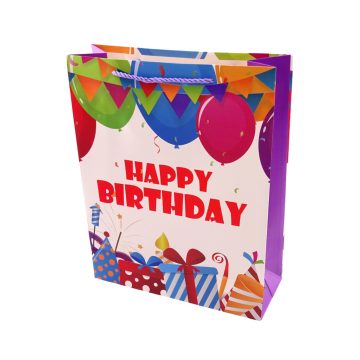   Papírtasak, Happy Birthday feliratos, 26 x 32 x 10 cm, 72178