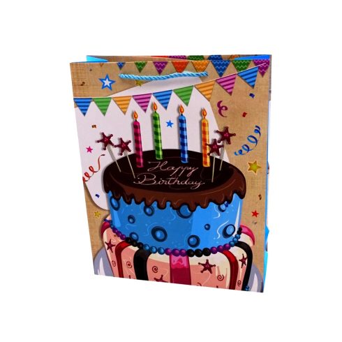 Papírtasak, szülinapos, 26 x 32 x 10,5 cm, 72182