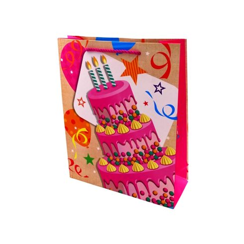 Papírtasak, szülinapos, 26 x 32 x 10,5 cm, 72182