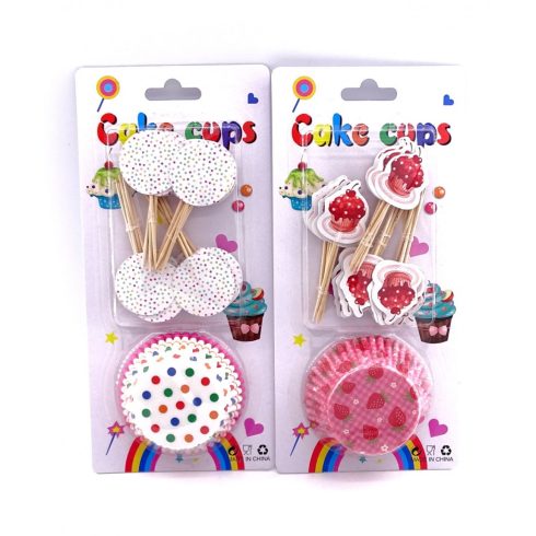 Muffin papír csomag díszekkel lapon - 24 + 24 db - 72244