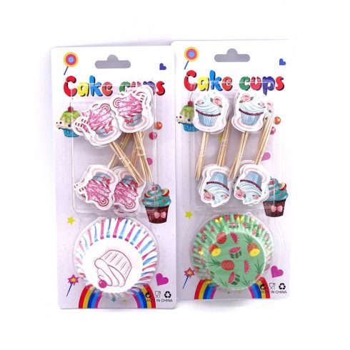 Muffin papír csomag díszekkel lapon - 24 + 24 db - 72244