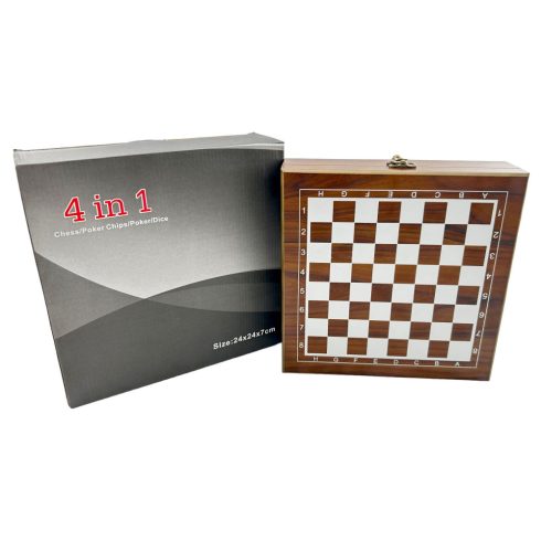 Sakk, kártya, zseton, kocka dobozban - 72366