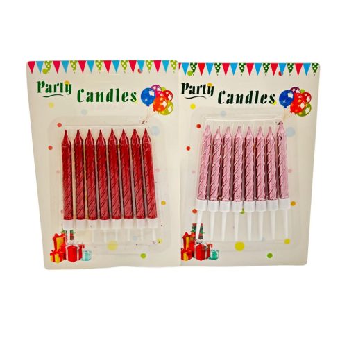 Szülinapi gyertya tartóval, 8 darabos csomag, 72421